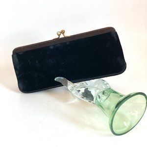 VTG MM Morris Moskowitz Haute Couture Black Velour Evening Clutch with Kiss Lock
